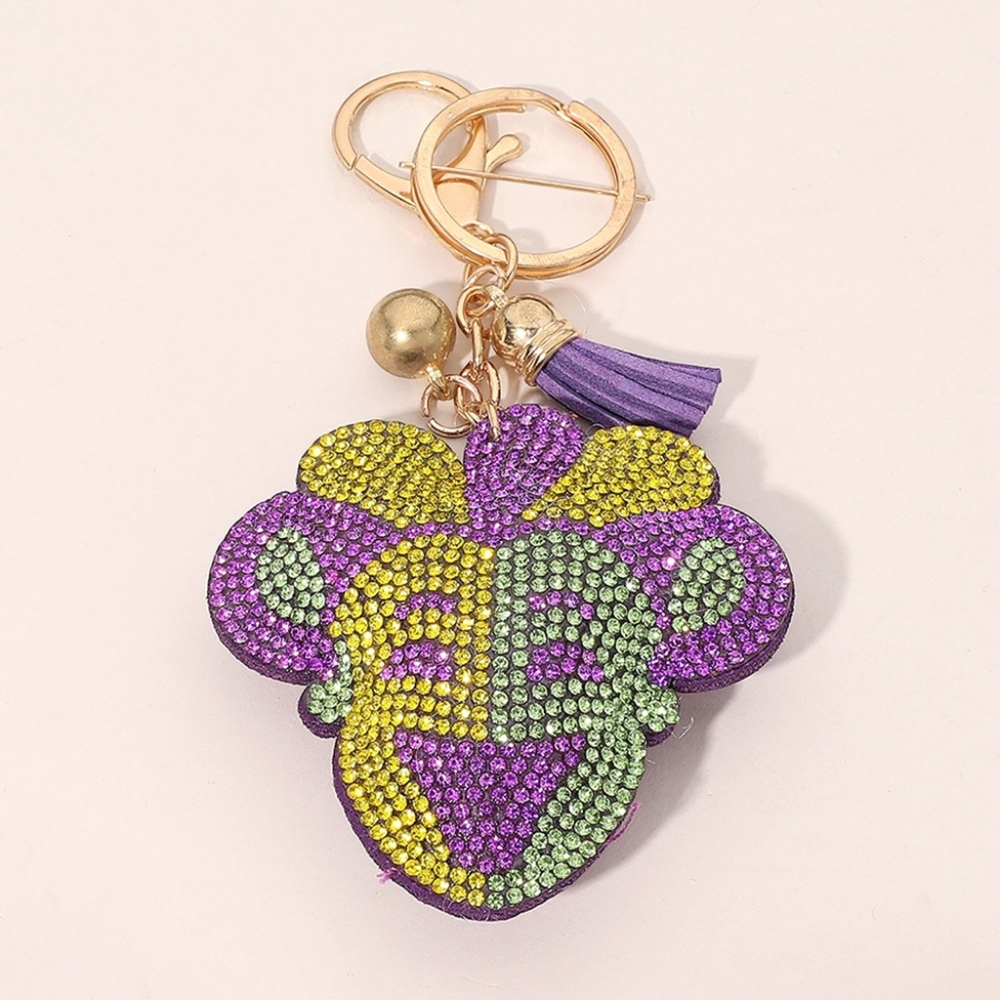 Mardi Gras Jester Mask Keychain Bling Studded Statement Accessory